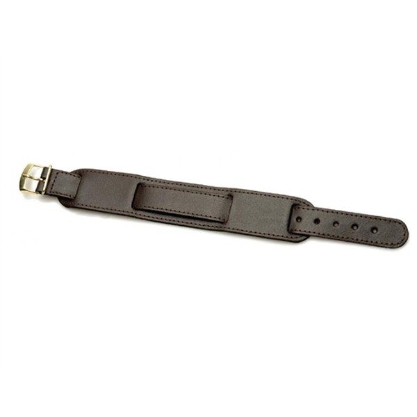 Military Brown PU Leather Strap 18mm With Chrome/ Gilt Buckle