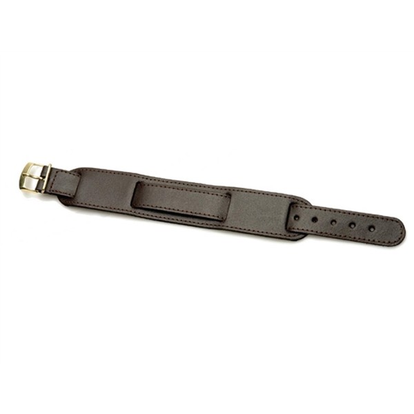 Military Brown PU Leather Strap 18mm With Chrome/ Gilt Buckle