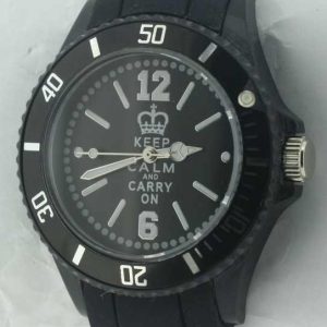 Keep Calm And Carry On Men's Quartz Watch Black Soft Silicon Strap UJ23B