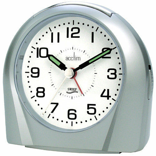 Bentima White Sweeper One Non-Tick Alarm Clock Silent By Acctim 14702 