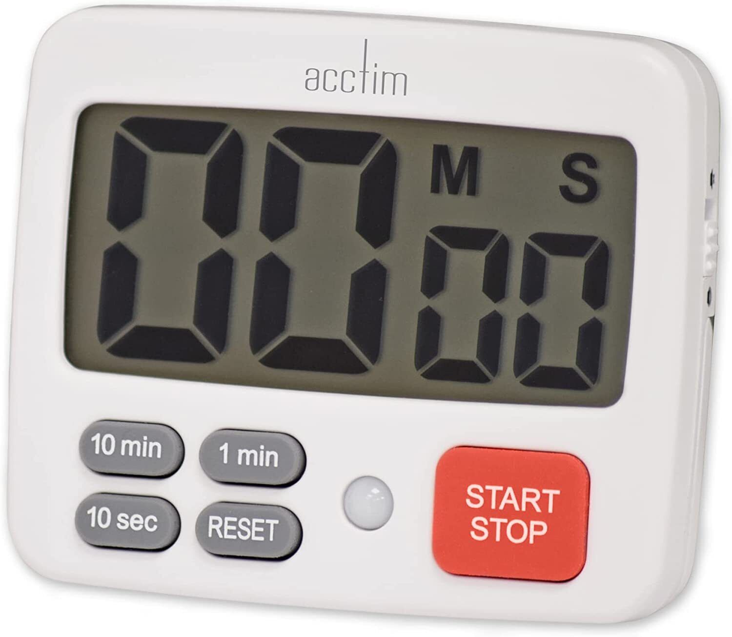 Acctim Easy Timer White Digital Countdown Timer Built in Stand Magnet and Hook