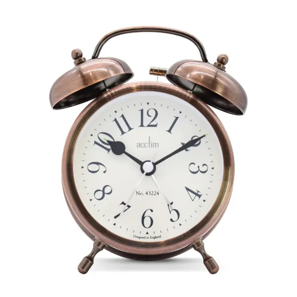 Acctim Pembridge Antique Brass Double Bell Alarm Clock