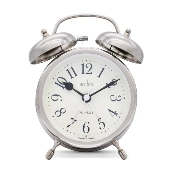 Acctim Pembridge Silver Double Bell Alarm Clock